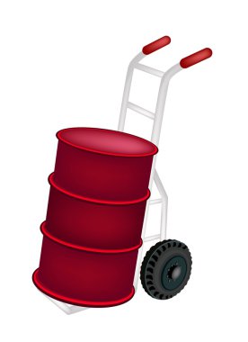 bir el arabası Petrol drum yükleniyor