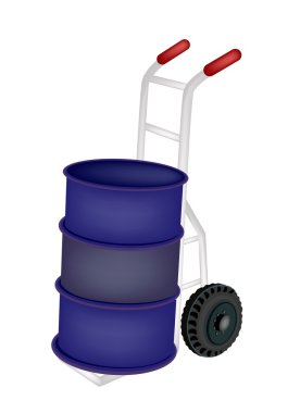 bir el arabası petrol varil yükleme