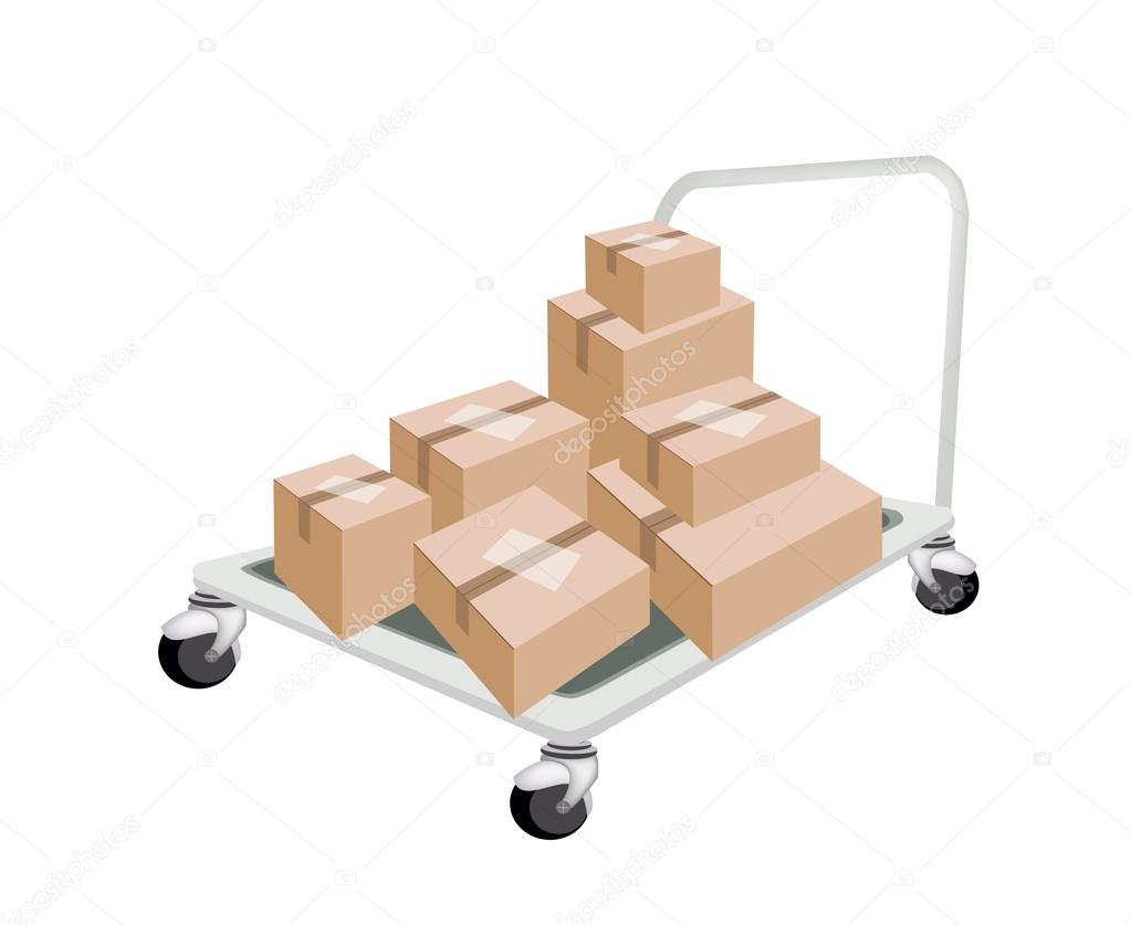 Hand Truck Loading Stack of Shipping Boxes