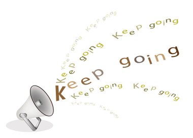 A Silver Megaphone Shouting Word Keep Going clipart