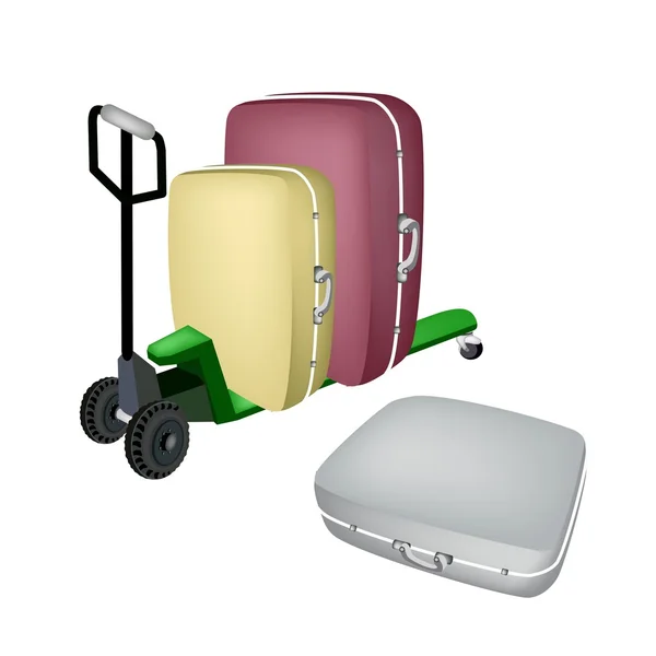 Une palette verte Camion Chargement de valises de voyage — Image vectorielle