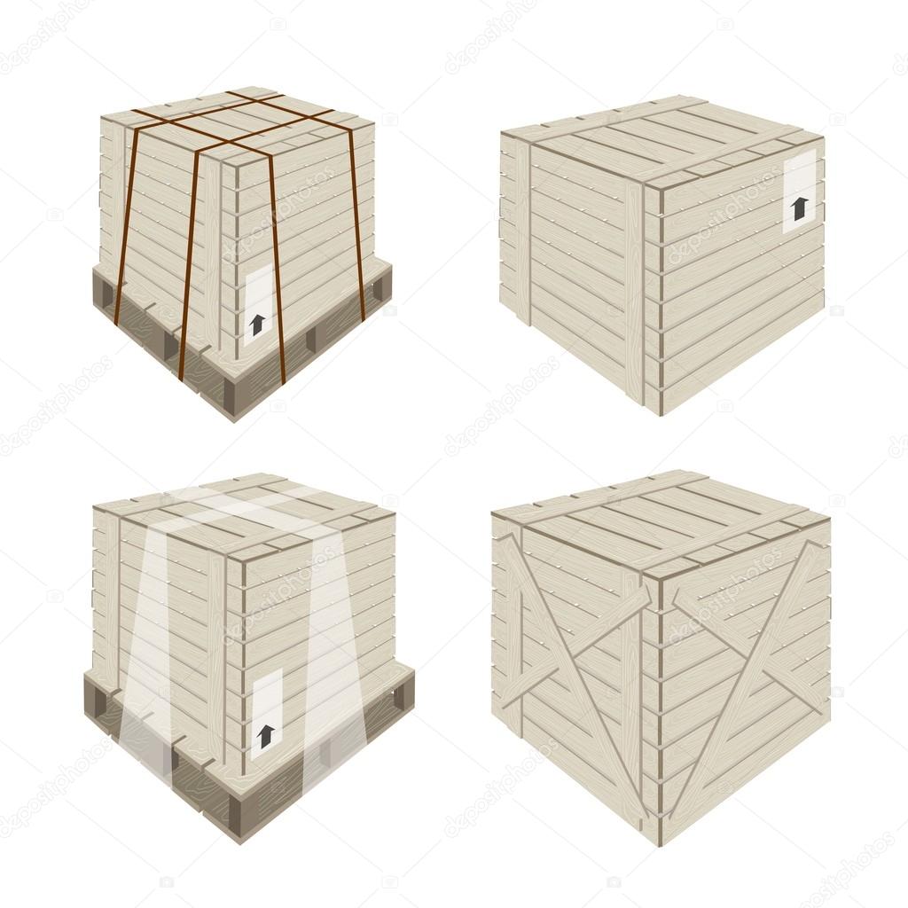 A Set of Shipping Boxes Isolated on White Background