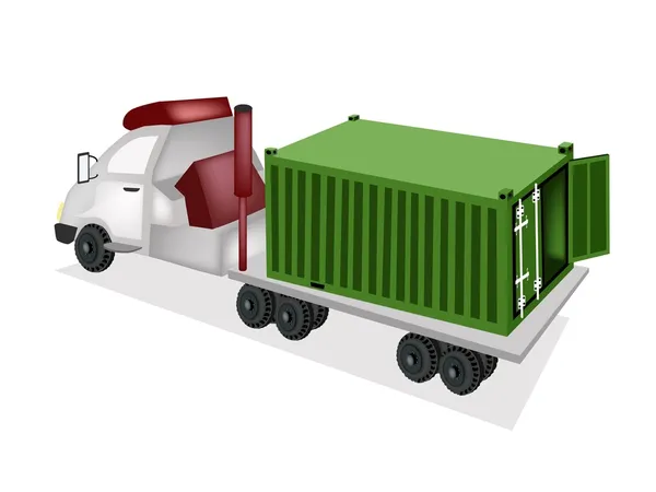 A Container Truck Delivering A Cargo Container — Stock Vector