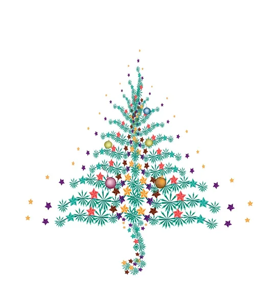 圣诞树上的五个圣诞球装饰 — 图库矢量图片