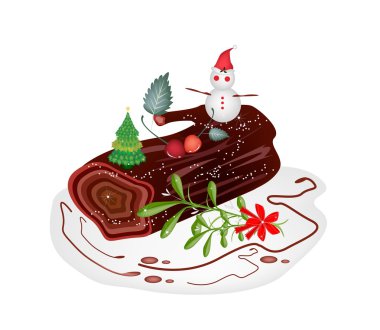 geleneksel Noel kek ya da pasta yule log.