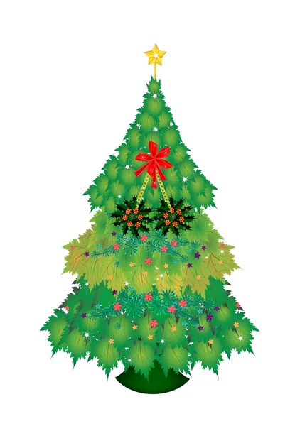 Ozdoby a vánoční holly na vánoční strom javor — Stockový vektor