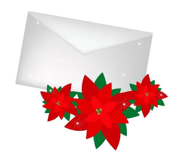 Mooie rode poinsettia bloemen met een letter — Stockvector