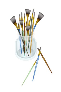 çeşitli sanatçı fırçalar kavanoza boyutunu