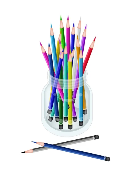 A Group of Colored Pencils in A Jar — Stock Photo, Image