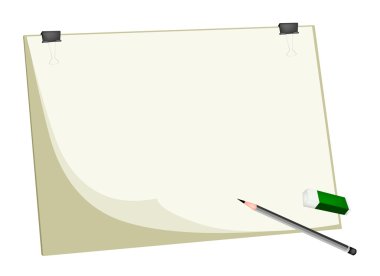 bilenmiş kurşun kalem ve silgi boş Pano üzerinde