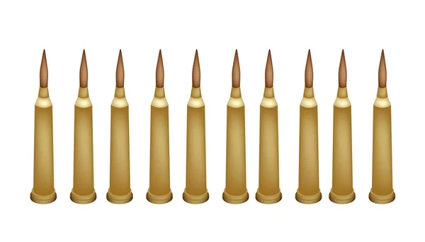 Set of Rifle Bullets on White Background — Stock Vector