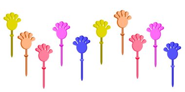 plastik el clap oyuncaklar beyaz zemin üzerinde bir dizi