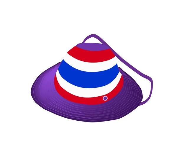 Un sombrero de paja de bandera tailandesa sobre fondo blanco — Vector de stock