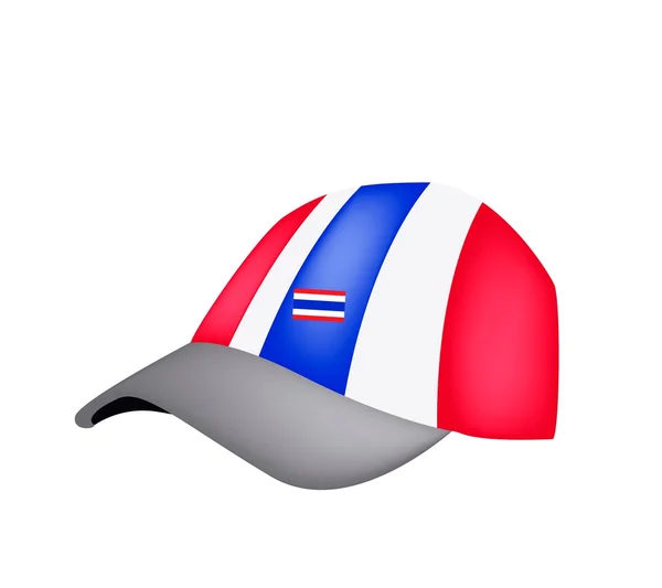 Una gorra de béisbol de bandera tailandesa sobre fondo blanco — Vector de stock