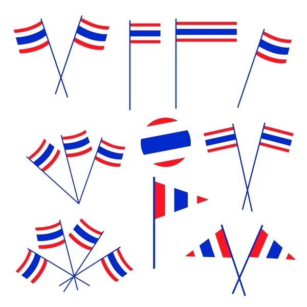 Conjunto de bandeira tailandesa em fundo branco — Vetor de Stock