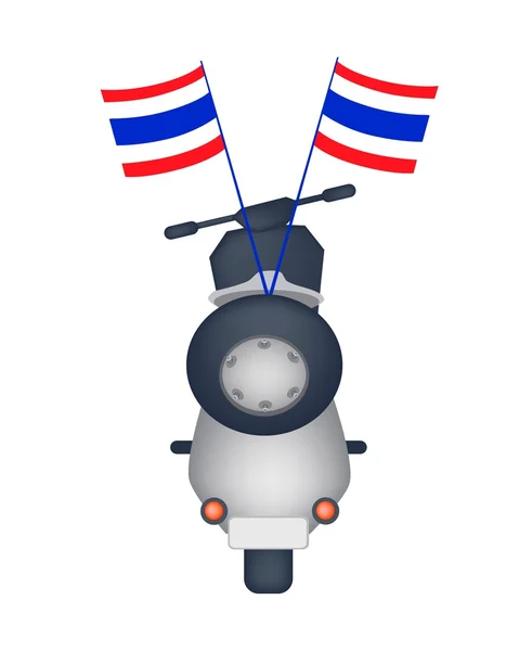 Moto avec drapeau thaï sur fond blanc — Image vectorielle