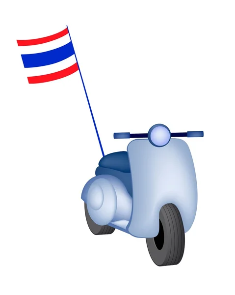 Scooter vintage com bandeira tailandesa em fundo branco —  Vetores de Stock