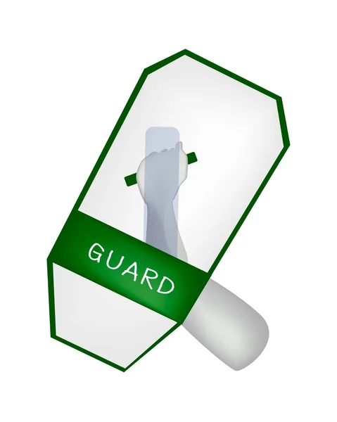 Hand Holding A Green Riot Shield on White Background — Stock Vector