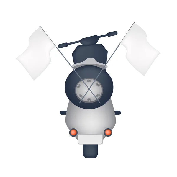 Scooter Vintage avec drapeau blanc sur fond blanc — Image vectorielle