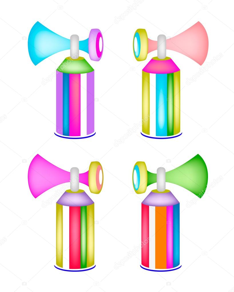 Set of Colorful Air Horn on Whit Background