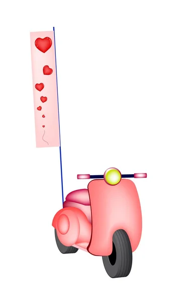 Růžové vintage skútr s příznakem lásky — Stockový vektor