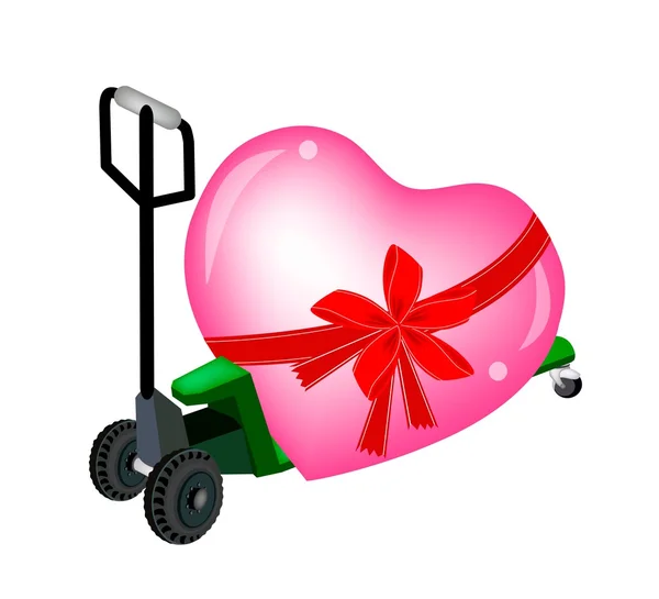 En gåvagn laddar ett stort hjärta — Stockový vektor