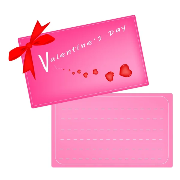 Minunat Roz Valentine Card cu panglică roșie — Vector de stoc