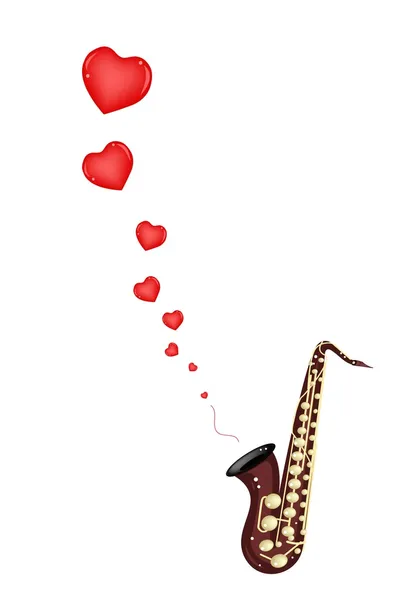 Muzyczny saksofon basowy gra piosenka o miłości — Wektor stockowy