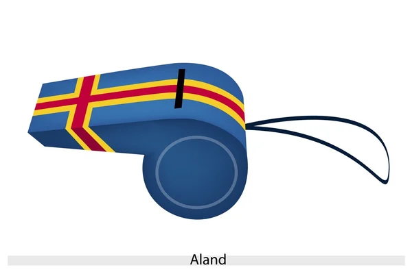 Colore blu di un fischietto della bandiera di Aland — Vettoriale Stock