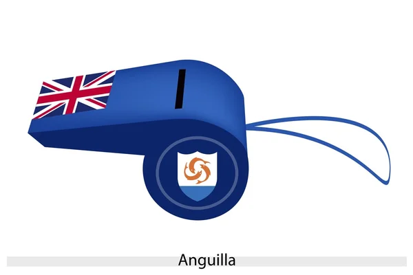 Un hermoso silbato azul de la bandera de Anguila — Vector de stock