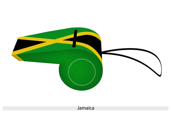 Un silbato negro, amarillo y verde de Jamaica — Vector de stock