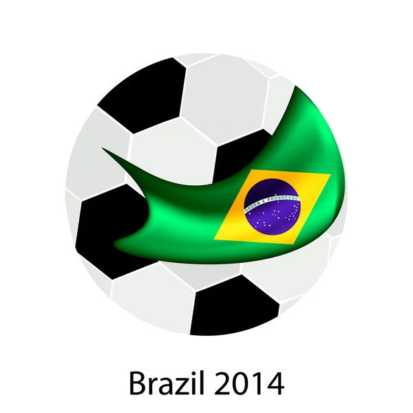 Soccer Ball and Brazilian Flag of 2014 World Cup — Stock Vector