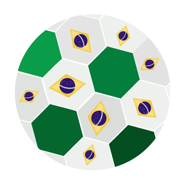 巴西国旗上 2014年世界杯足球赛 — 图库矢量图片