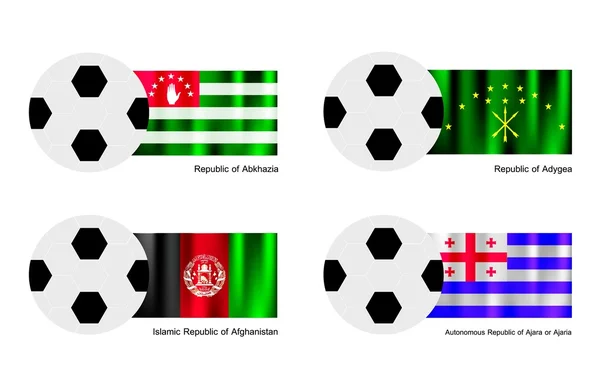 Bola de futebol com a Abcásia, Adygea, Afeganistão e Bandeira da Ajaria — Vetor de Stock
