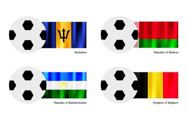barbados, Beyaz Rusya, Başkurdistan ve Belçika bayrağı futbol topu