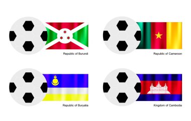 burundi, Kamerun, buryatia ve Kamboçya bayrağı futbol topu