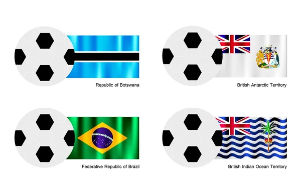 Fútbol con Botswana, Antártida, Brasil y Bandera del Océano Índico — Archivo Imágenes Vectoriales