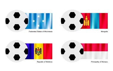 Mikronezya, Moğolistan, moldova ve Monako bayrağı futbol topu