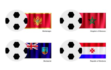 Karadağ, Fas, montserrat ve mordovia bayrak futbol topu