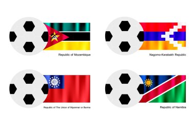 Mozambik, Dağlık Karabağ, myanmar ve Namibya bayrak futbol topu
