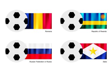 Romanya, Rusya, Ruanda ve saba bayrak futbol topu