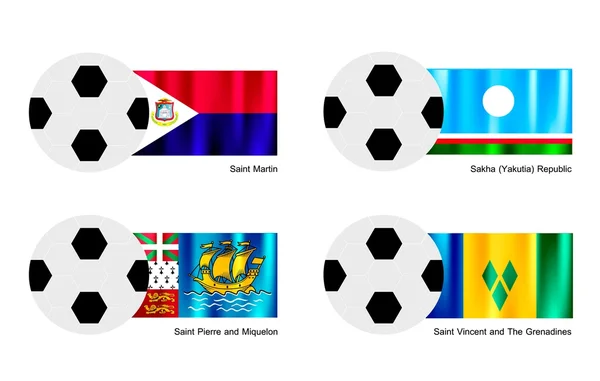 Voetbal van saint martin, Jakoetië, saint pierre en saint vincent — Stockvector