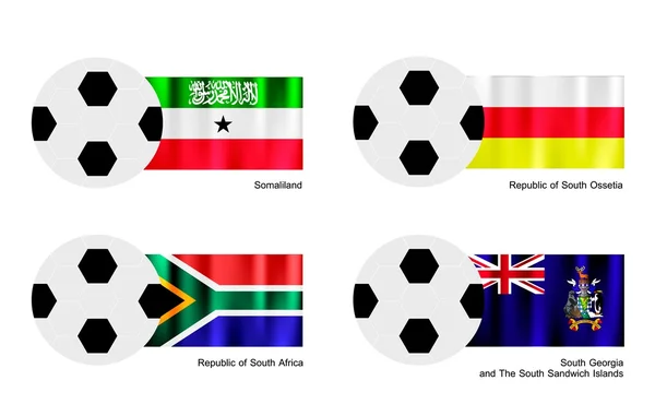 Fußball mit Somaliland, Südossetien, Südafrika und Südgeorgien — Stockvektor