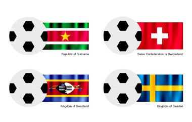 Surinam, İsviçre, Svaziland ve İsveç bayrağı futbol topu