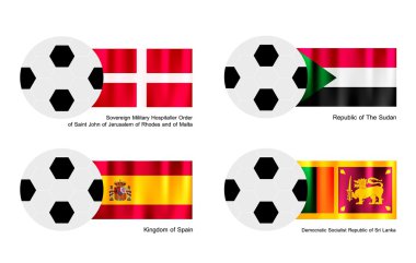 Soccer Ball with Malta, Sudan, Spain and Sri Lanka Flag clipart