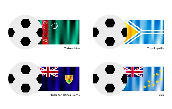 Football with Turkmenistan, Tuva, Turks and Caicos Islands and Tuvalu — Stock Vector