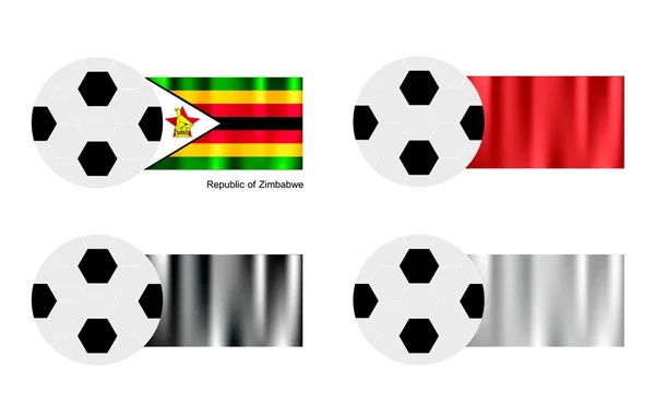 Football avec drapeau du Zimbabwe avec drapeau rouge, noir et blanc — Image vectorielle