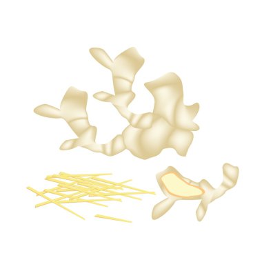 Stack of Fresh Ginger Roots on White Background clipart