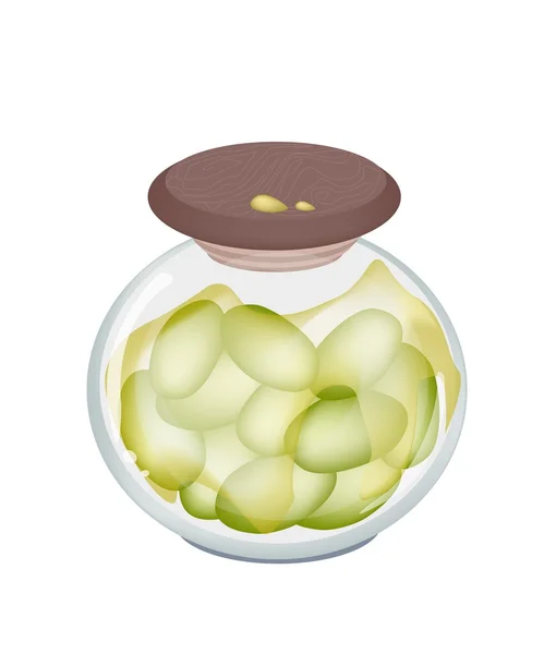 Green Olives in A jar on White Background — Stock Vector