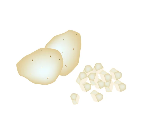 Délicieuses pommes de terre fraîches sur fond blanc — Image vectorielle